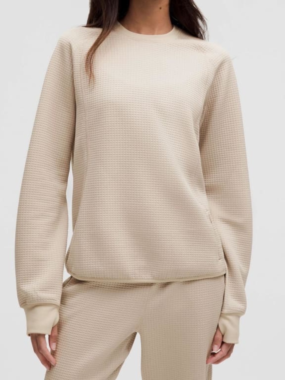 Lululemon Waffle-Knit Crewneck Long-Sleeve Shirt